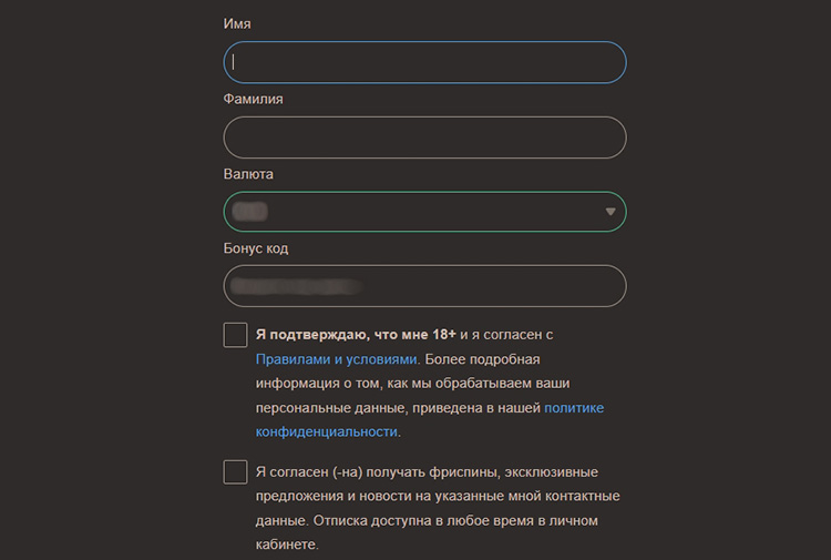 Создание профиля в Джойказино